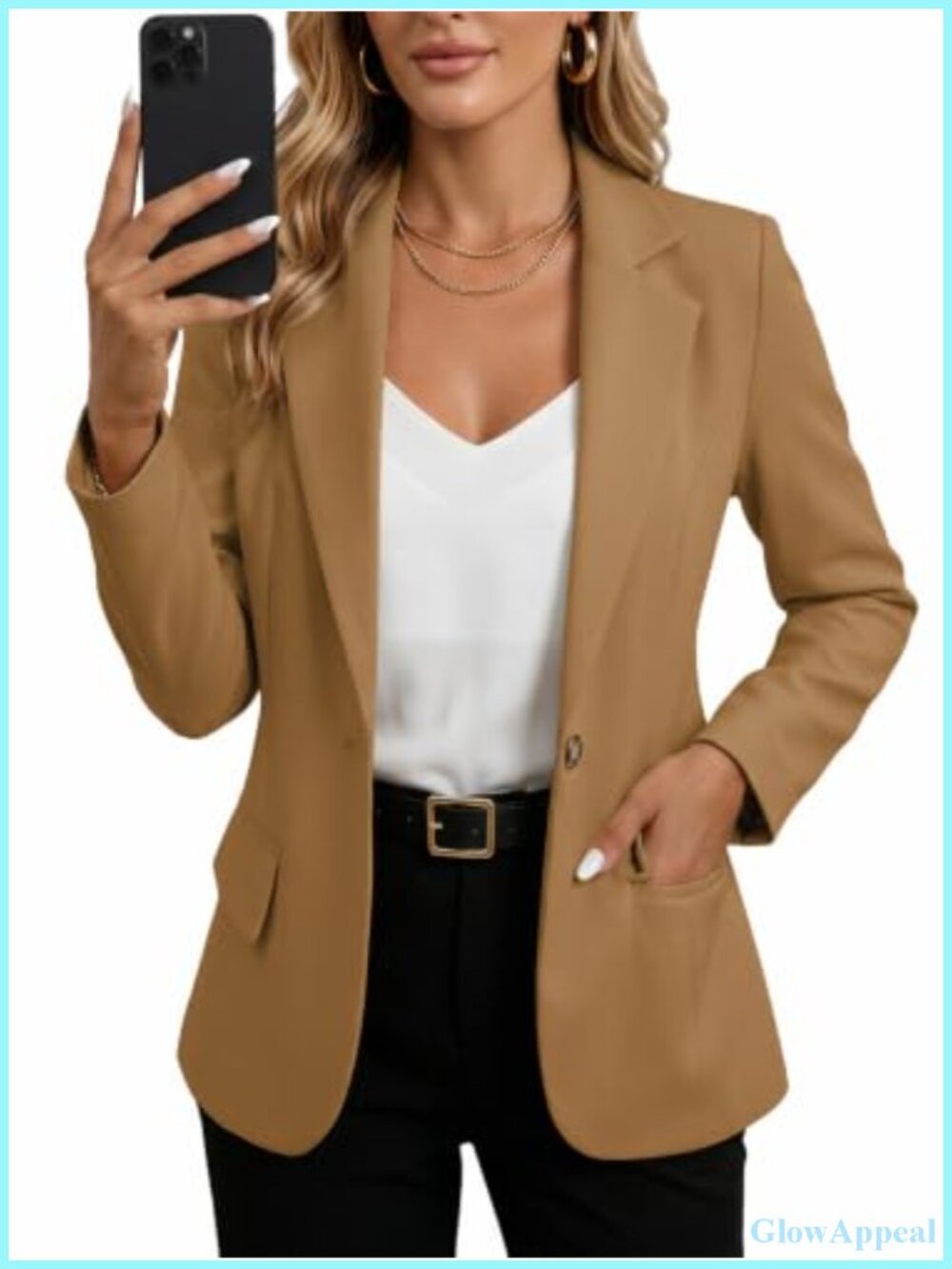 Womens Lightweight Single Button Blazer Professional Work Office